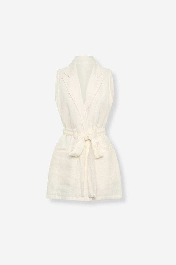 ÉSS Linen Mini Wrap Dress - White