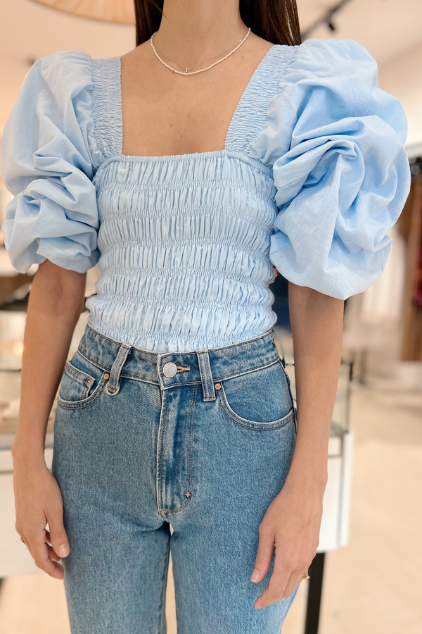 Éss The Label Abby Puff Top - Blue