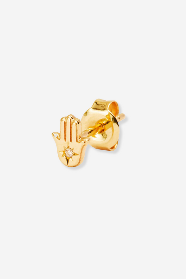 By Charlotte Radiant Hand Diamond Single Stud Earring - 14K Gold