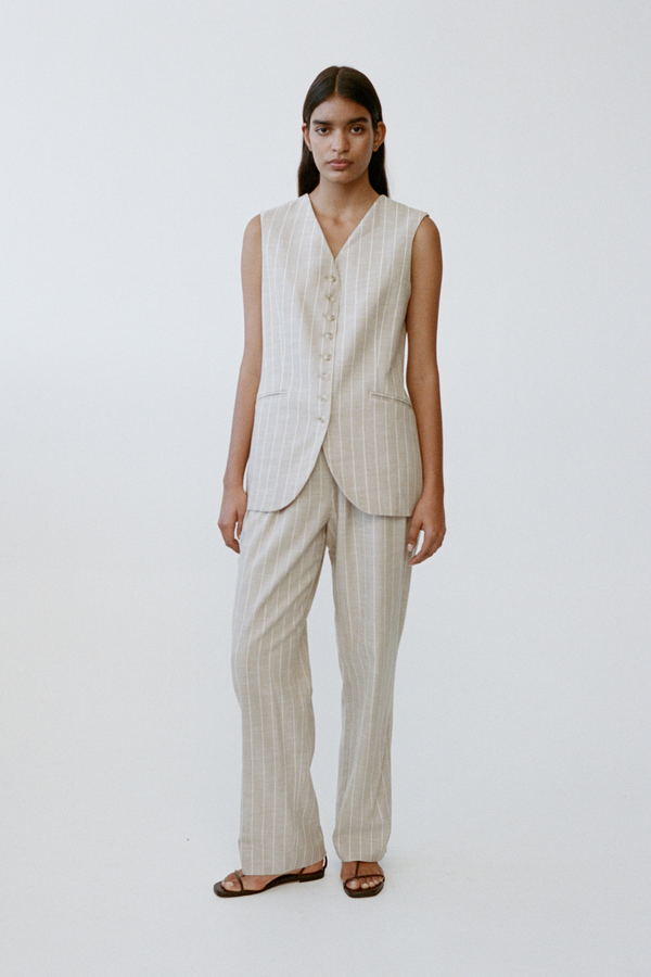 Friends With Frank Gabriel Vest - Oat Stripe