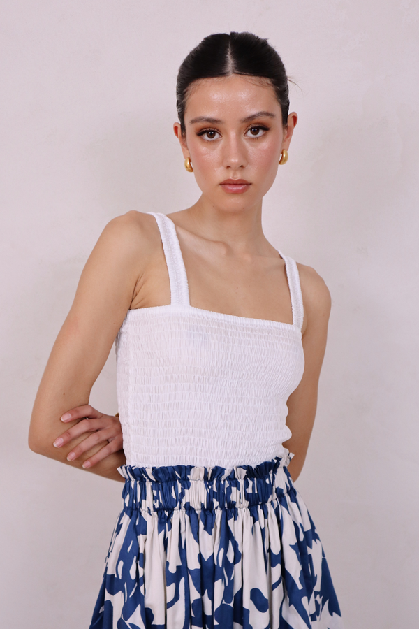 ÉSS The Bee Elastic Ruched Top - White