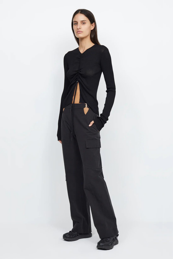 Bec & Bridge Leigh Drawchord Knit Top - Black