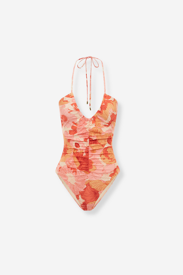 Peony Ruched Vacation One Piece - Paloma