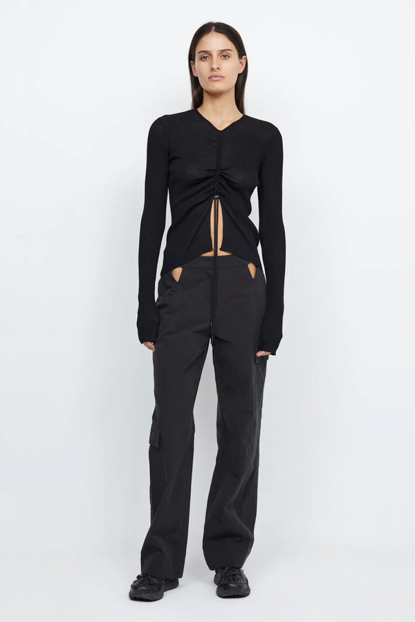 Bec & Bridge Leigh Drawchord Knit Top - Black