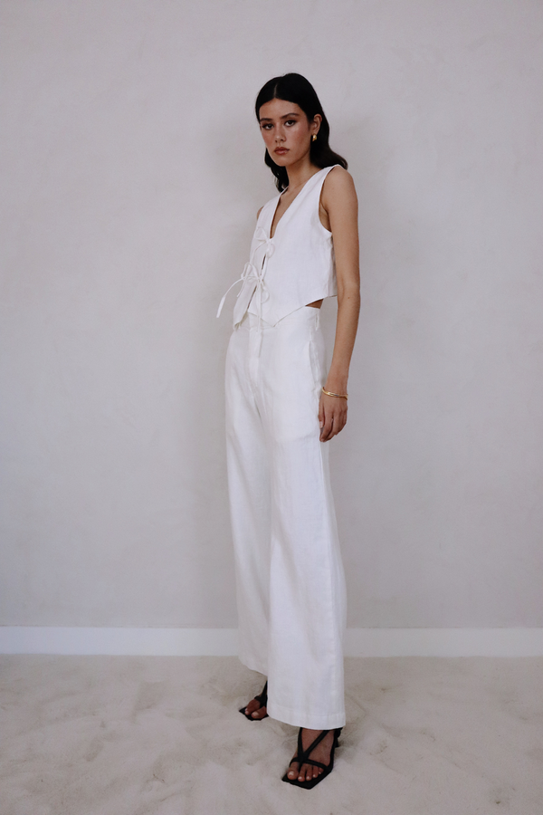 ÉSS Jessa High Waisted Linen Pant - Ivory