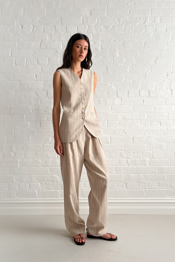 Friends With Frank Gabriel Vest - Oat Stripe