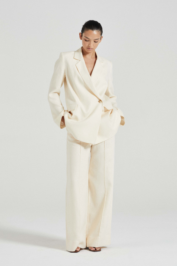 Friends With Frank Odette Linen Blazer - Ivory