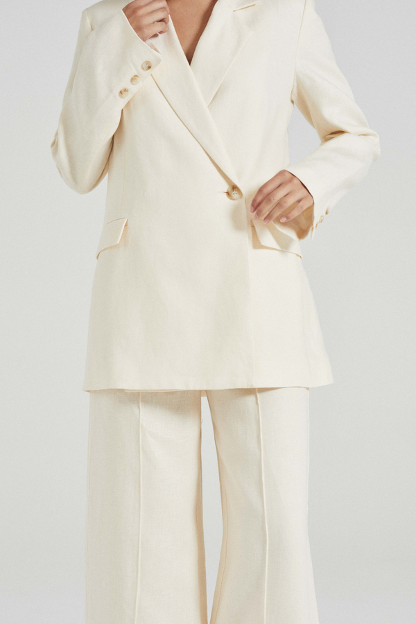 Friends With Frank Odette Linen Blazer - Ivory