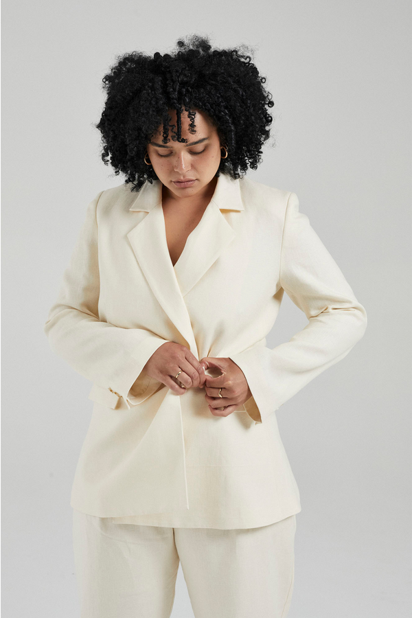 Friends With Frank Odette Linen Blazer - Ivory