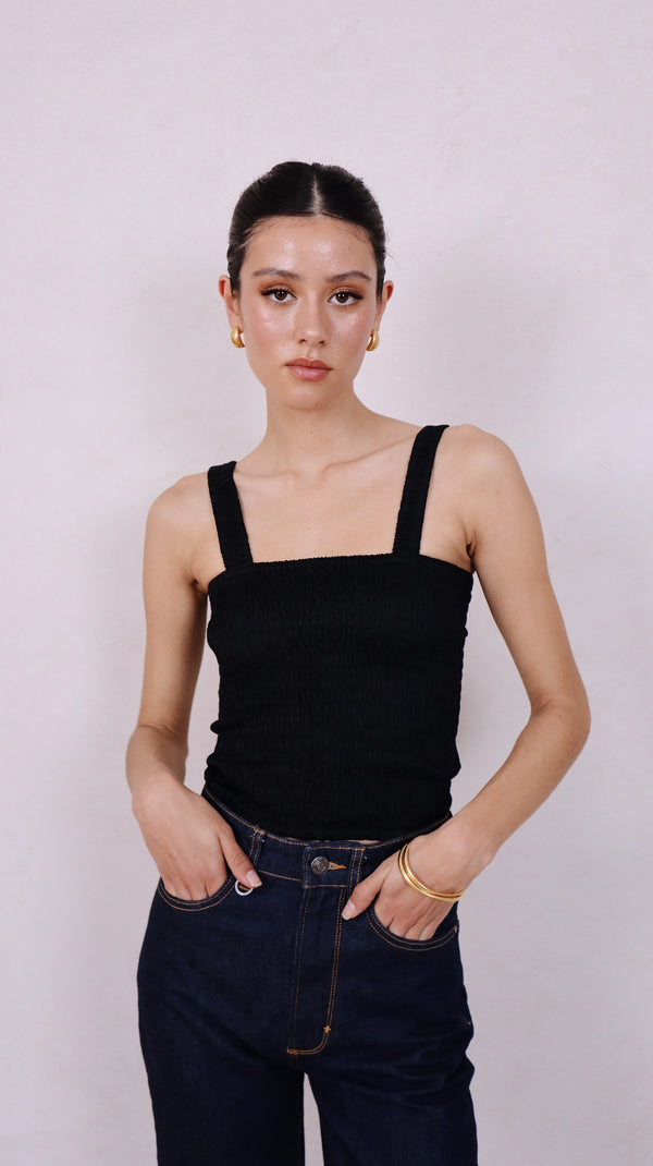 ÉSS The Bee Elastic Ruched Top - Black