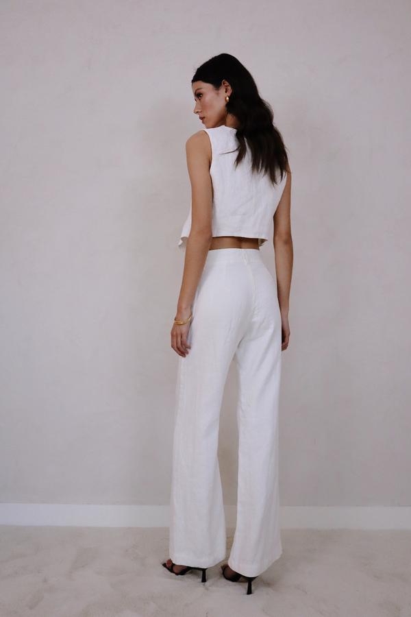 ÉSS Jessa High Waisted Linen Pant - Ivory