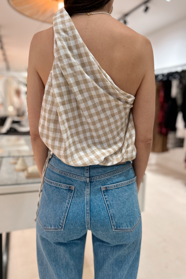 Éss The Label Jaynee Gingham Knot Top - Natural