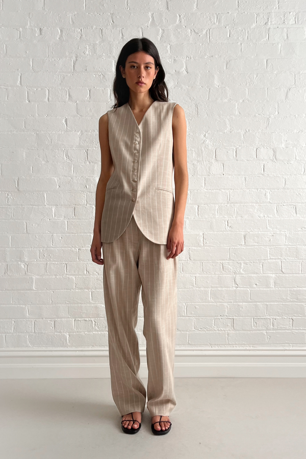 Friends With Frank Gabriel Vest - Oat Stripe