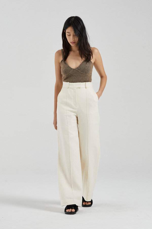 Friends With Frank Wide Leg Trousers - Ivory