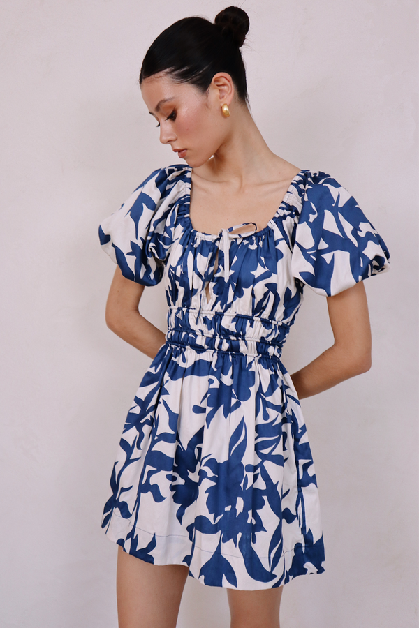 ÉSS Pip Mini Dress - Cobalt Floral