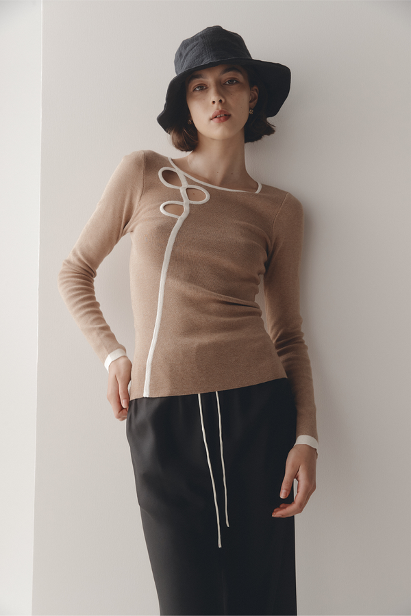 Marle Misa Top - Camel / Ivory