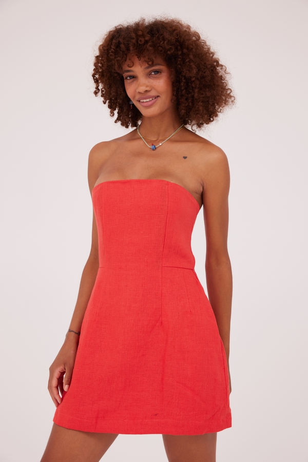 Red linen on sale mini dress