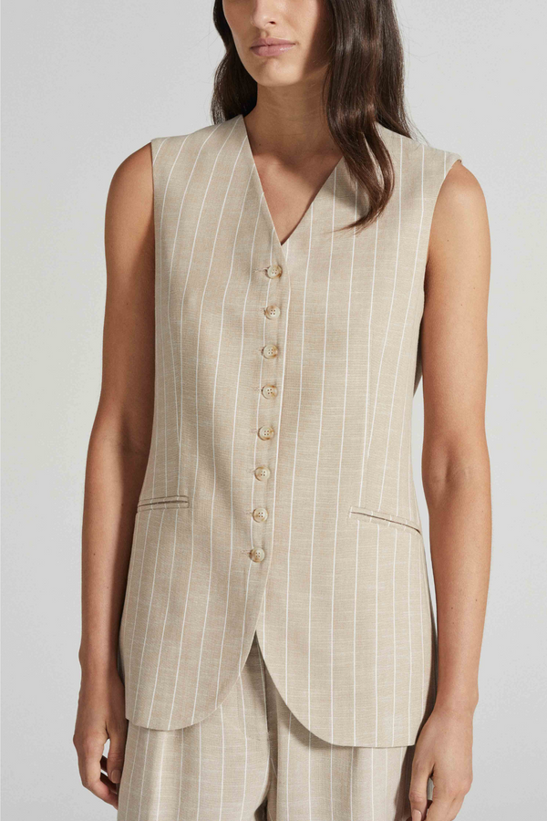 Friends With Frank Gabriel Vest - Oat Stripe
