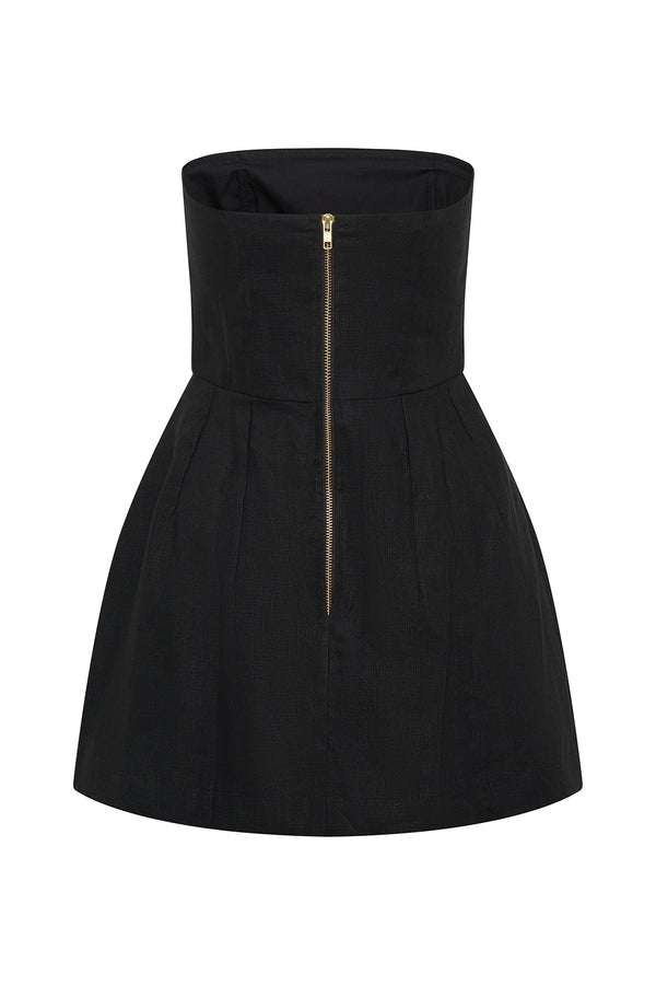 ÉSS Strapless Linen Mini Dress - Black