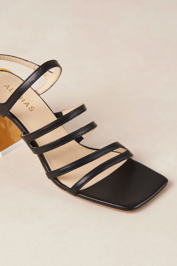 Alohas Aubrey Leather Heel - Black & Yellow