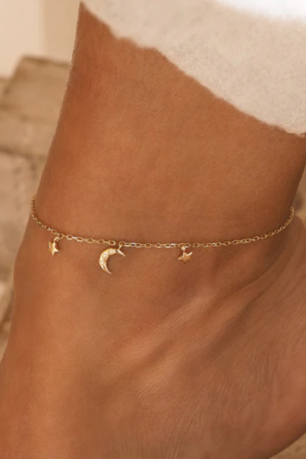 By Charlotte Light Up The Sky Anklet - 14K Gold