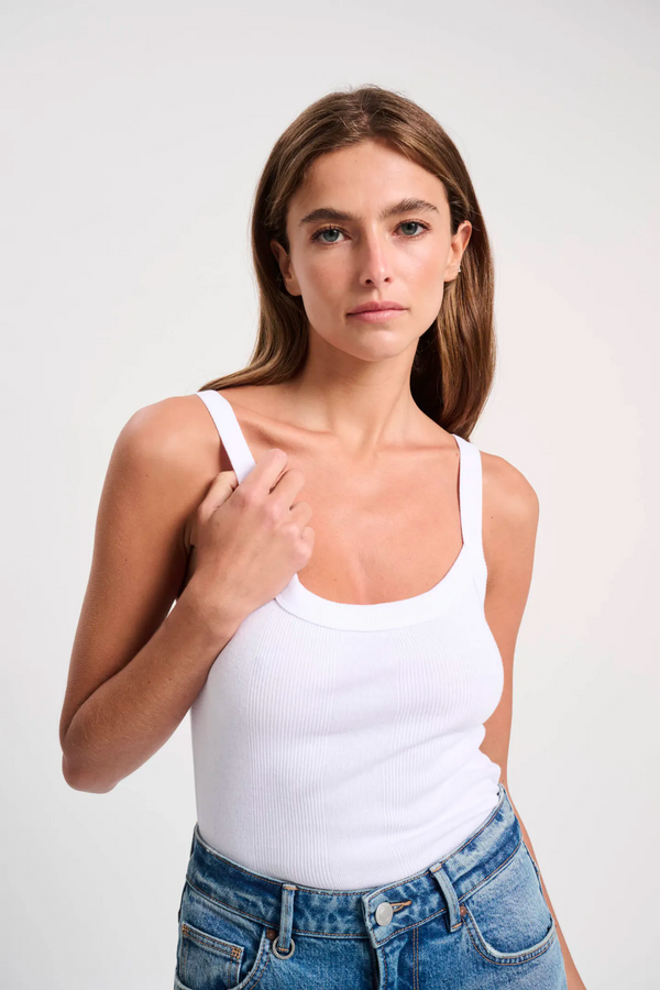 Neuw Denim Frenchie Rib Singlet - White