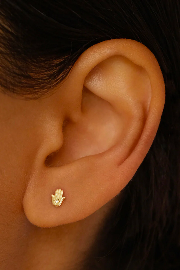 By Charlotte Radiant Hand Diamond Single Stud Earring - 14K Gold