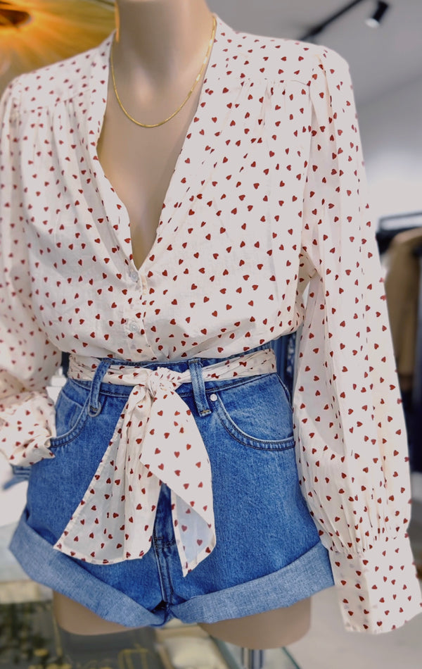 Marie Louise De Monterey Je T'aime Blouse - Red