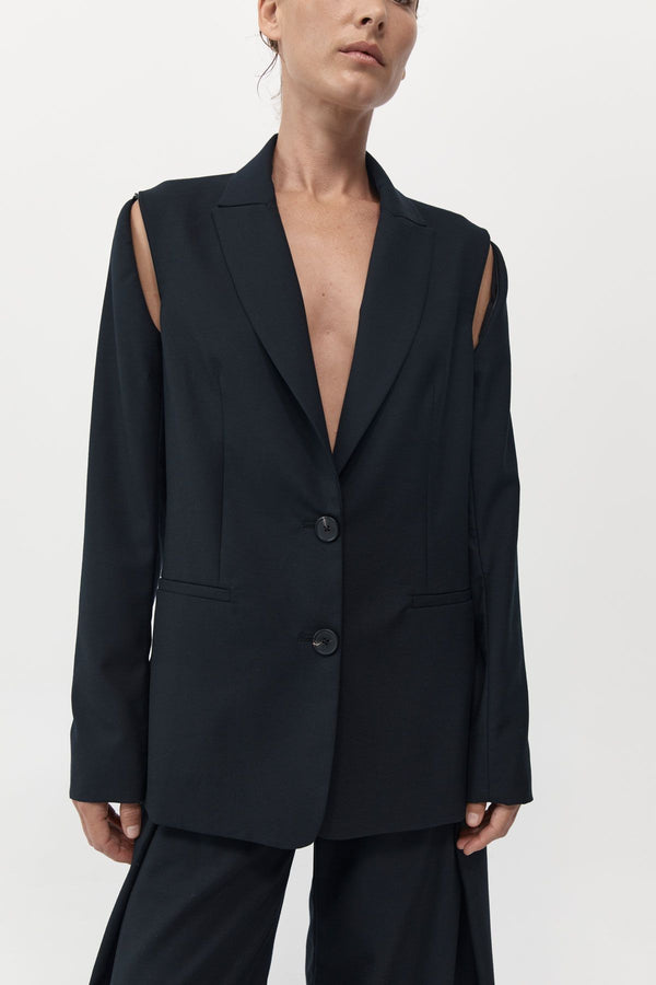 St. Agni Zip Detail Blazer - Black