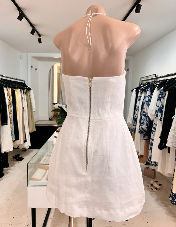 ÉSS Strapless Linen Mini Dress - White