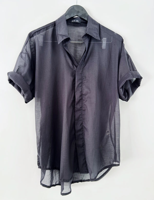 ÉSS Terrina Oversized Short Sleeve Cotton Shirt - Black