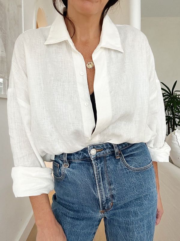 ÉSS Terrina Oversized Linen Shirt - Ivory