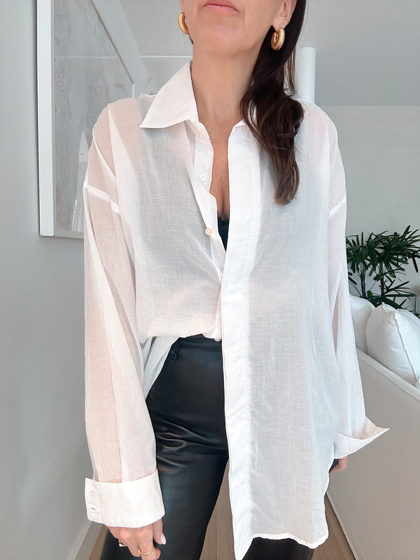 Terrina Oversized Cotton Shirt - Ivory