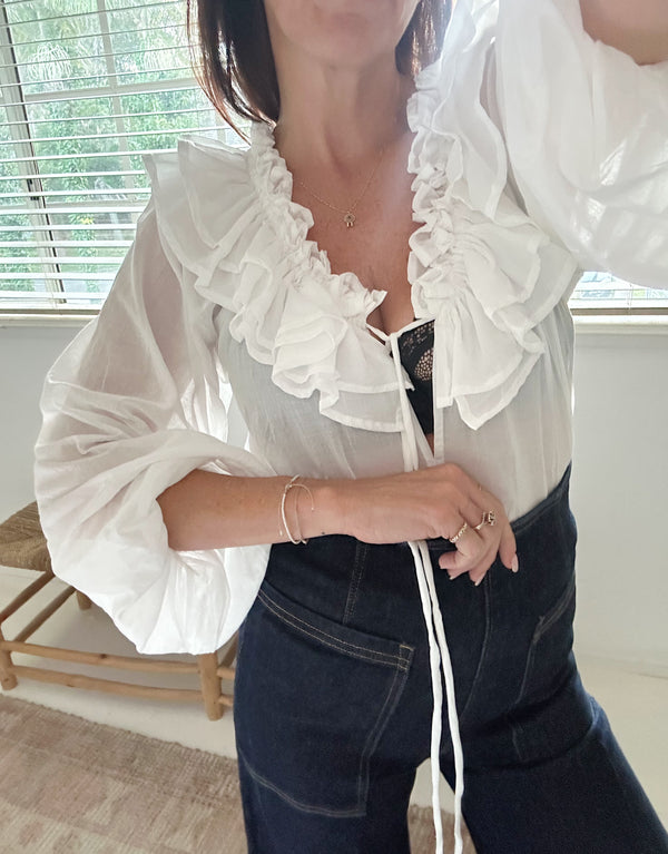 ÉSS Brianna Ruffle Blouse - White
