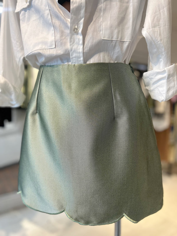 ÉSS Belle Petal Mini Skirt - Moss Metallic