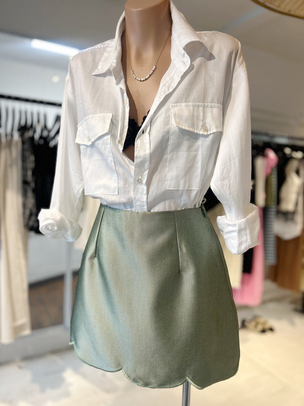 ÉSS Belle Petal Mini Skirt - Moss Metallic