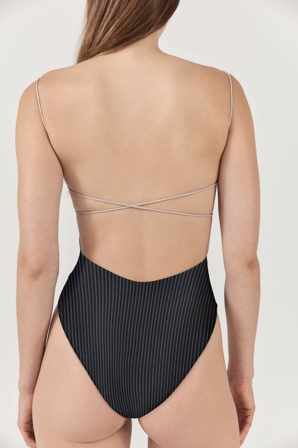 Ziah Fine Strap One Piece - Pinstripe