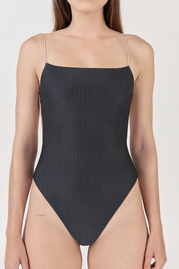 Ziah Fine Strap One Piece - Pinstripe