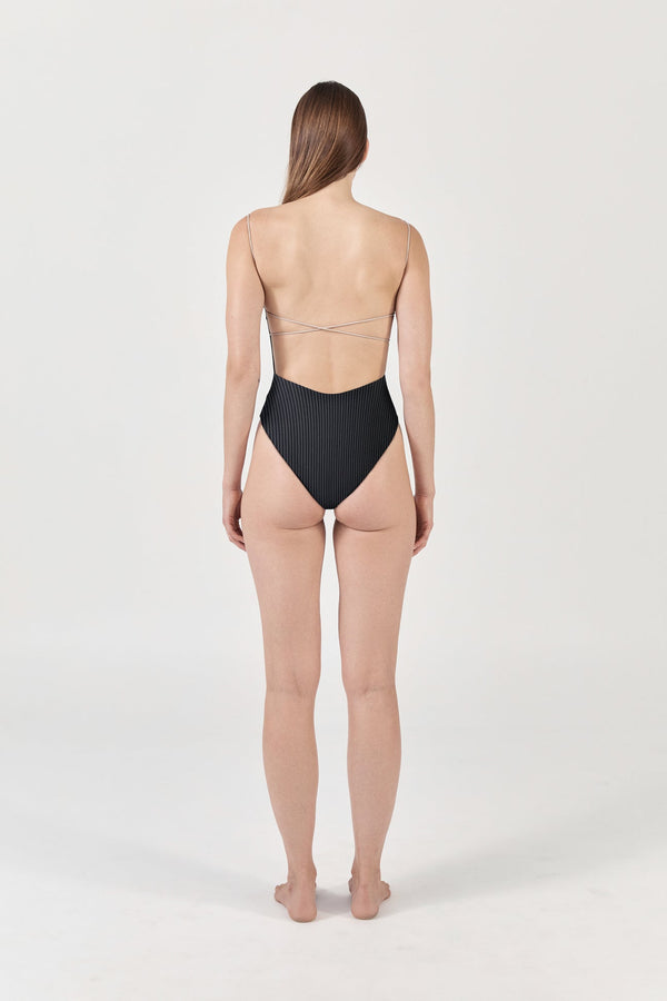 Ziah Fine Strap One Piece - Pinstripe