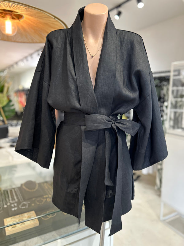ÉSS Linen Kimono - Black