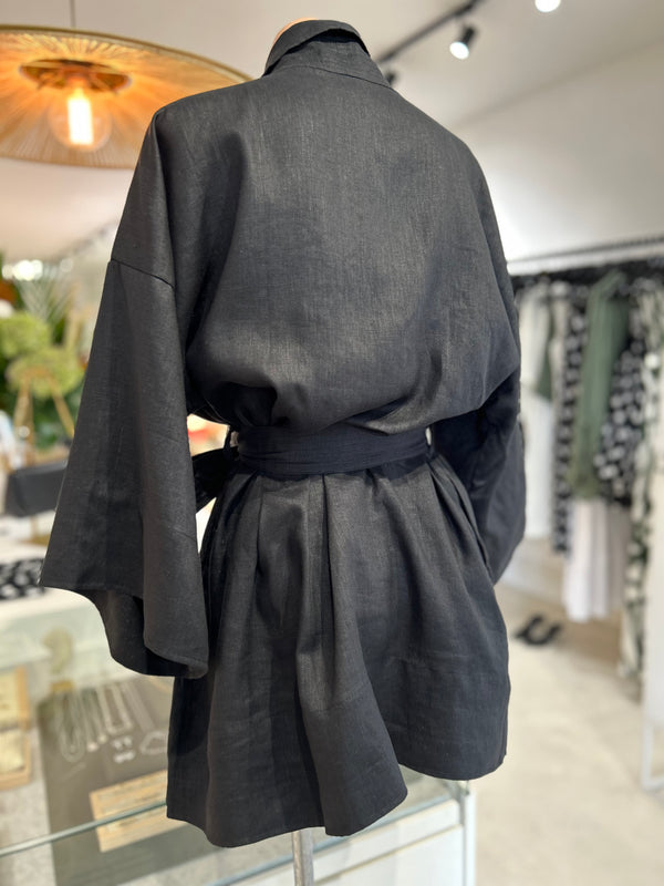 ÉSS Linen Kimono - Black