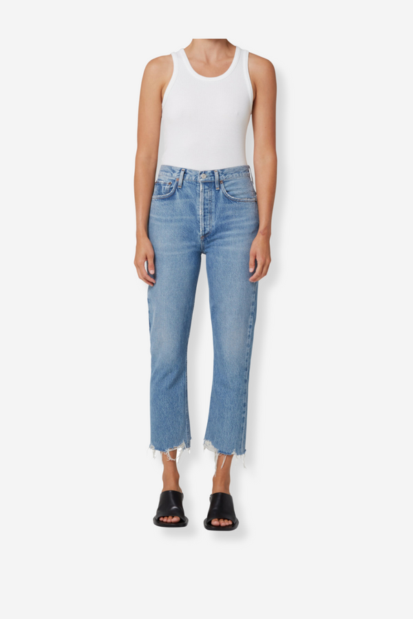 Agolde Riley High Rise Straight Crop Jean - Haven