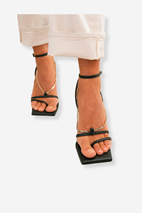 Alohas Straps Chain Heel - Black