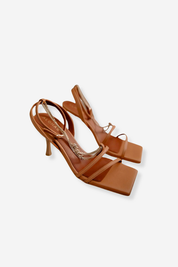 Alohas Straps Chain Heel - Camel