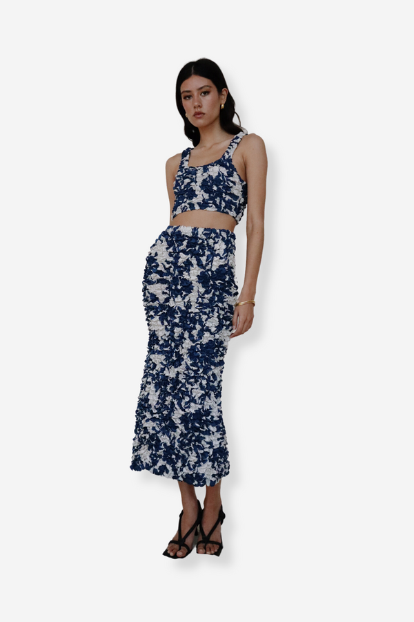 ÉSS Mia Elastic Tube Skirt - Cobalt Floral