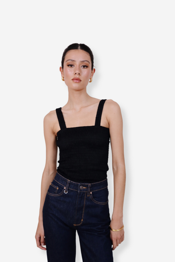 ÉSS The Bee Elastic Ruched Top - Black