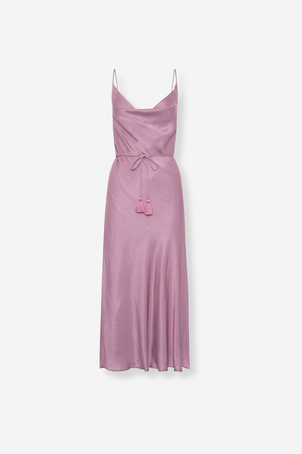 ÉSS Silk Tia Cowl Neck Midi Dress - Plum