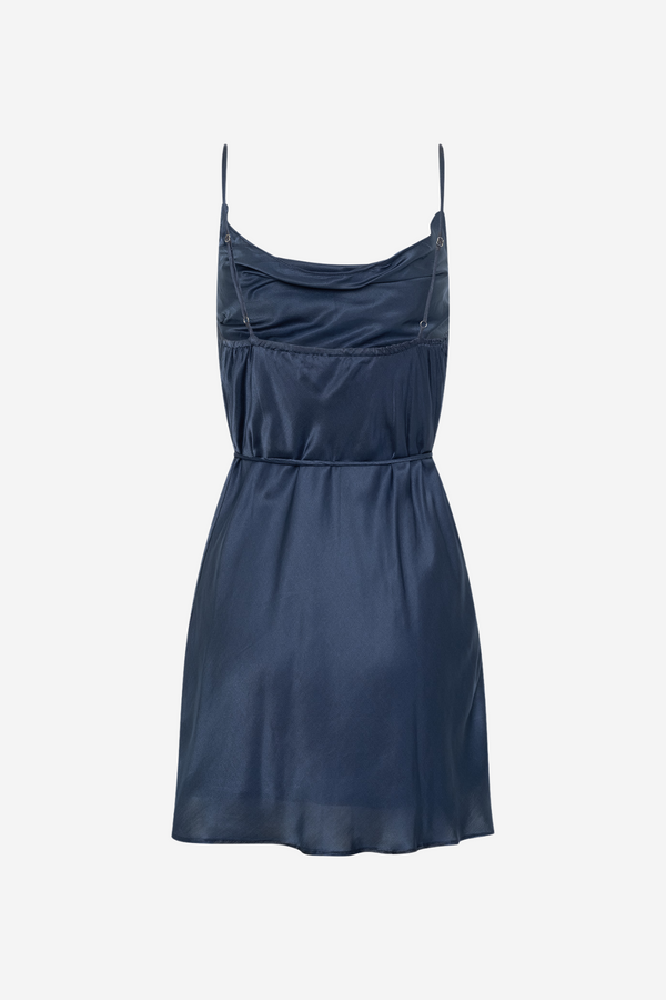 ÉSS Tia Silk Cowl Neck Mini Dress - Navy