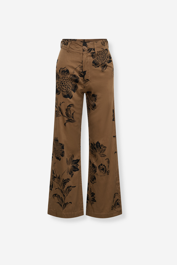 ÉSS Tayla High Waisted Pant - Cinnamon Banksia Print