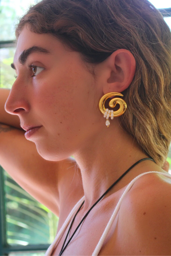 Briwok Moonflower Earrings - Gold